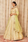 Buy_Shyam Narayan Prasad_Green Net, Cotton Satin Round Gota Embroidered Lehenga Set _Online_at_Aza_Fashions