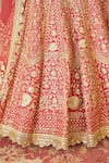 Shyam Narayan Prasad_Peach Net, Cotton Satin Scoop Neck Embroidered Bridal Lehenga Set _at_Aza_Fashions