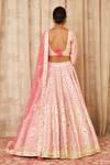 Shop_Shyam Narayan Prasad_Pink Raw Silk, Net Scoop Neck Gota Embroidered Bridal Lehenga Set _at_Aza_Fashions
