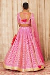 Shop_Shyam Narayan Prasad_Pink Raw Silk Scoop Neck Gota Embroidered Bridal Lehenga Set _at_Aza_Fashions