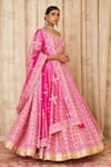 Shyam Narayan Prasad_Pink Raw Silk Scoop Neck Gota Embroidered Bridal Lehenga Set _Online_at_Aza_Fashions