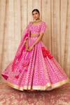 Buy_Shyam Narayan Prasad_Pink Raw Silk Scoop Neck Gota Embroidered Bridal Lehenga Set _Online_at_Aza_Fashions