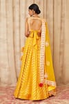 Shop_Shyam Narayan Prasad_Yellow Brocade Silk Leaf Neck Embroidered Lehenga Set _at_Aza_Fashions