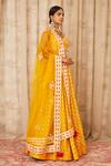 Shyam Narayan Prasad_Yellow Brocade Silk Leaf Neck Embroidered Lehenga Set _Online_at_Aza_Fashions
