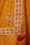 Shyam Narayan Prasad_Yellow Brocade Silk Leaf Neck Embroidered Lehenga Set _at_Aza_Fashions