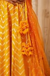 Shyam Narayan Prasad_Yellow Brocade Silk Leaf Neck Lehenga Set_at_Aza_Fashions