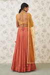 Shop_Shyam Narayan Prasad_Orange Cotton Satin Scoop Neck Printed Lehenga Set _at_Aza_Fashions