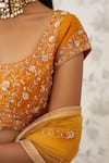 Shyam Narayan Prasad_Orange Cotton Satin Scoop Neck Printed Lehenga Set _at_Aza_Fashions