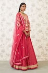 Shyam Narayan Prasad_Pink Viscose Silk Scoop Neck Embroidered Kurta Lehenga Set  _Online_at_Aza_Fashions