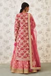 Shop_Shyam Narayan Prasad_Pink Chanderi Brocade Round Kurta Lehenga Set _at_Aza_Fashions