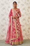 Shyam Narayan Prasad_Pink Chanderi Brocade Round Kurta Lehenga Set _Online_at_Aza_Fashions