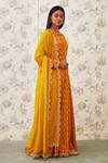 Shyam Narayan Prasad_Orange Viscose Silk Mandarin Collar Printed Anarkali Set  _Online_at_Aza_Fashions