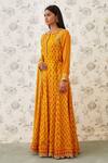 Buy_Shyam Narayan Prasad_Orange Viscose Silk Mandarin Collar Printed Anarkali Set  _Online_at_Aza_Fashions