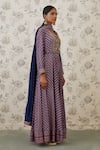 Shyam Narayan Prasad_Blue Cotton Satin, Flat Chiffon, Viscose Silk Round Printed Anarkali Set  _Online_at_Aza_Fashions
