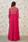 Shop_Shyam Narayan Prasad_Pink Raw Silk, Twill, Viscose Chinnon Round Embroidered Angarkha And Pant Set  _at_Aza_Fashions
