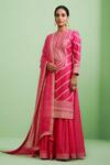 Buy_Shyam Narayan Prasad_Pink Chanderi Gota Embroidered Kurta Set_at_Aza_Fashions
