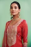 Shyam Narayan Prasad_Orange Cotton Satin Embroidery Round Gota Kurta Set _Online_at_Aza_Fashions