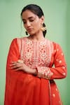 Buy_Shyam Narayan Prasad_Red , Viscose Organza, Brocade Round Gota Embroidered Kurta Set _Online_at_Aza_Fashions
