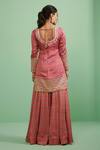 Shop_Shyam Narayan Prasad_Pink Satin, Net Lining Round Printed Kurta Sharara Set _at_Aza_Fashions