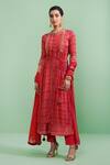 Buy_Shyam Narayan Prasad_Red Cotton Satin Embroidery Round Printed Anarkali Set _at_Aza_Fashions