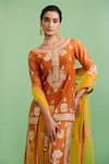 Shyam Narayan Prasad_Orange Chanderi Embroidery Round Kurta Sharara Set _Online_at_Aza_Fashions