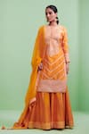 Buy_Shyam Narayan Prasad_Orange Chanderi Gota Embroidered Kurta Set_at_Aza_Fashions
