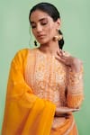 Shyam Narayan Prasad_Orange Chanderi Gota Embroidered Kurta Set_Online_at_Aza_Fashions
