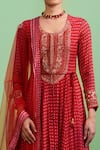 Shyam Narayan Prasad_Red Viscose Silk Embroidery Round Zardozi Kurta Set _Online_at_Aza_Fashions