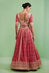 Shop_Shyam Narayan Prasad_Maroon Embroidery U Neck Printed Bridal Lehenga Set_at_Aza_Fashions