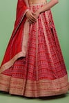 Shop_Shyam Narayan Prasad_Maroon Embroidery U Neck Printed Bridal Lehenga Set_Online_at_Aza_Fashions