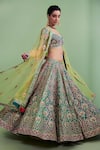 Shyam Narayan Prasad_Blue Embroidery U Neck Bridal Lehenga Set _Online_at_Aza_Fashions