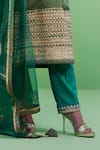 Shyam Narayan Prasad_Green Net, Cotton Satin Round Gota Embroidered Kurta Set _at_Aza_Fashions