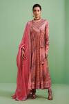 Buy Shyam Narayan Prasad Pink Cotton Satin, Flat Chiffon, Rayon Twill Floral Round Print Angrakha Set at Aza Fashions Buy_Shyam Narayan Prasad_Pink Cotton Satin, Flat Chiffon, Rayon Twill Floral Round Print Angrakha Set _at_Aza_Fashions