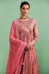 Shyam Narayan Prasad Pink Cotton Satin, Flat Chiffon, Rayon Twill Floral Round Print Angrakha Set Online at Aza Fashions Shyam Narayan Prasad_Pink Cotton Satin, Flat Chiffon, Rayon Twill Floral Round Print Angrakha Set _Online_at_Aza_Fashions