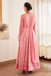 Shop_Shyam Narayan Prasad_Pink Cotton Satin And Chiffon Lurex, Georgette Embroidered Tiered Anarkali Set _at_Aza_Fashions