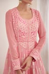 Shop_Shyam Narayan Prasad_Pink Cotton Satin And Chiffon Lurex, Georgette Embroidered Tiered Anarkali Set _Online_at_Aza_Fashions