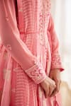 Shyam Narayan Prasad_Pink Cotton Satin And Chiffon Lurex, Georgette Embroidered Tiered Anarkali Set _at_Aza_Fashions