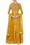 Buy_Shyam Narayan Prasad_Yellow Raw Silk, Brocade, Georgette Chanderi Embroidered Anarkali With Dupatta _at_Aza_Fashions