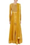 Shop_Shyam Narayan Prasad_Yellow Raw Silk, Brocade, Georgette Chanderi Embroidered Anarkali With Dupatta _Online_at_Aza_Fashions