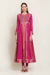 Buy_Shyam Narayan Prasad_Pink Silk Embroidery Round Anarkali And Pant Set _at_Aza_Fashions