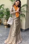 Buy_Shyam Narayan Prasad_Gold Dupion Silk Embroidery Round Lehenga Set_at_Aza_Fashions