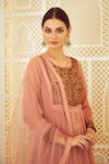 Buy_Shyam Narayan Prasad_Pink Silk Round Embroidered Anarkali With Dupatta _Online_at_Aza_Fashions