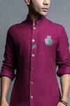 Shop_Shantnu Nikhil_Purple Tussar Georgette Button Down Kurta _at_Aza_Fashions