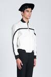 Buy_Shivan & Narresh_White Taffeta Front Zipper Bomber Jacket _at_Aza_Fashions