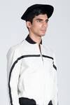 Buy_Shivan & Narresh_White Taffeta Front Zipper Bomber Jacket _Online_at_Aza_Fashions
