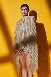 Buy_Nikita Mhaisalkar_White Tulle Asymmetric Embroidered Cape_Online_at_Aza_Fashions