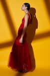 Shop_Nikita Mhaisalkar_Red Tulle Maxi Skirt_at_Aza_Fashions