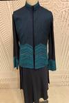 Shop_Shantnu Nikhil_Blue Crush Georgette Embroidered Nehru Jacket _at_Aza_Fashions