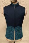 Shantnu Nikhil_Blue Crush Georgette Embroidered Nehru Jacket _Online_at_Aza_Fashions
