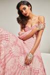 Shantnu Nikhil_Pink Embroidered Organza Lehenga Set_Online_at_Aza_Fashions